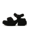 AMALTHEA Fur Platform Sandals Black