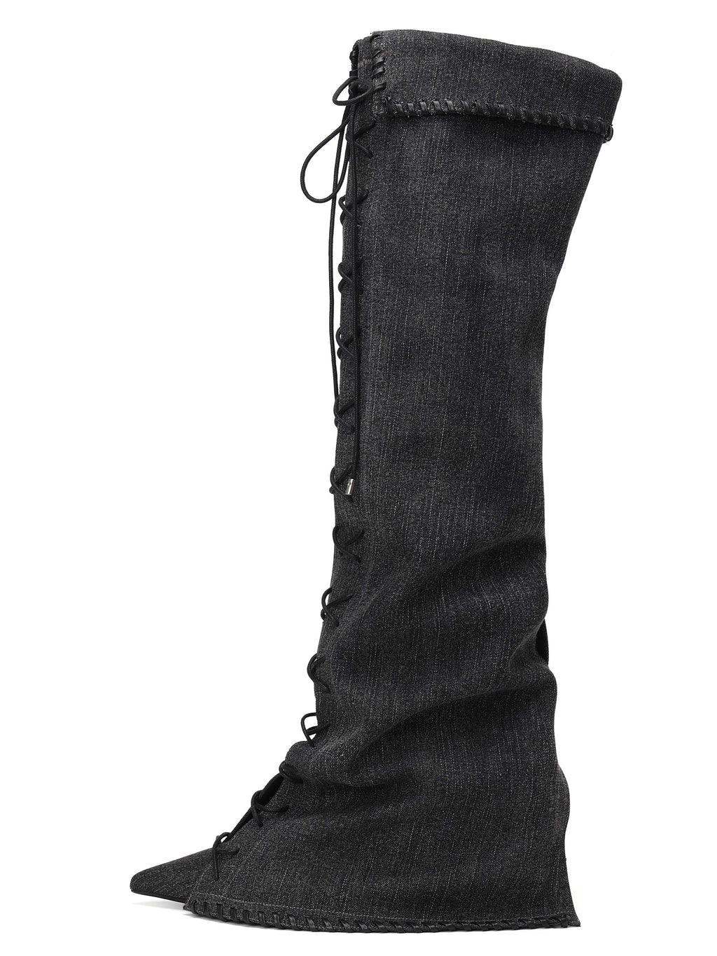 PHAEDRA Lace-Up Gaiter OTK Boots Black Denim