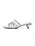 LEDA Studded Strappy Opener Heel Sandals Silver