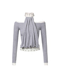 Studded Halter Two-Piece Top Gray