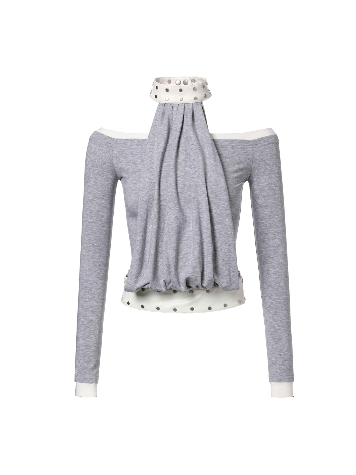 Studded Halter Two-Piece Top Gray
