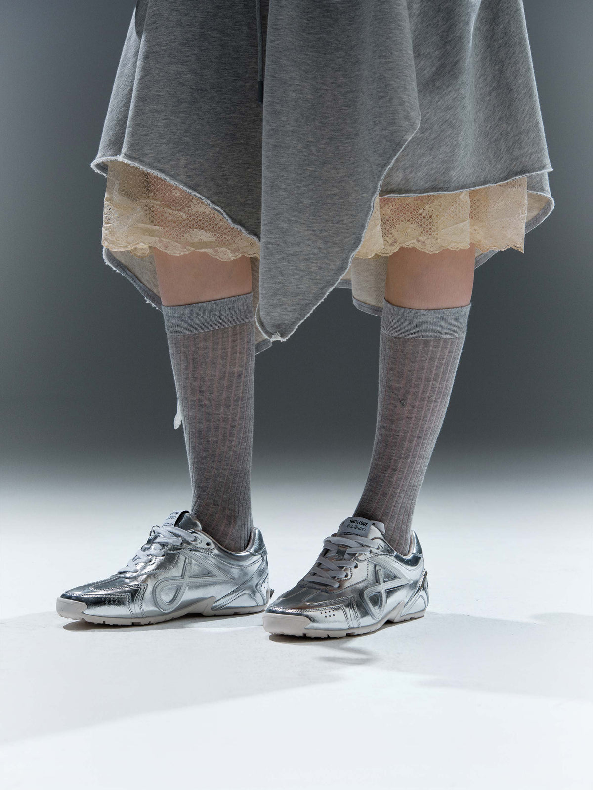 LETO Slim Sneaker Silber