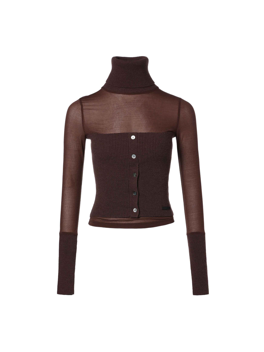 Layered Turtleneck Knit Corset Top