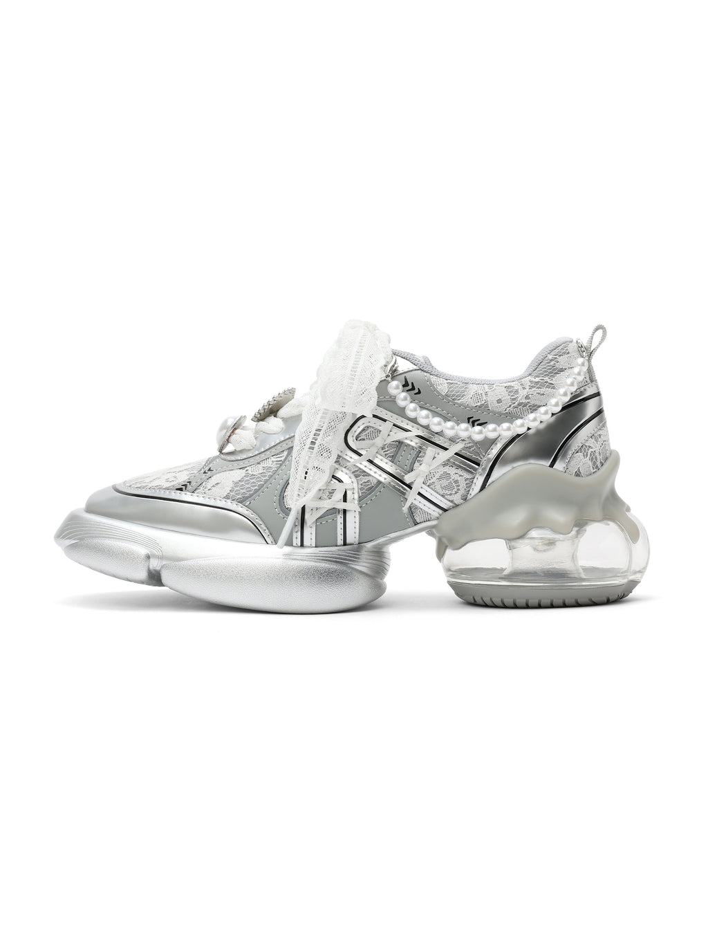 AELLA Pearl Tech Lace Runner Sneakers Silver
