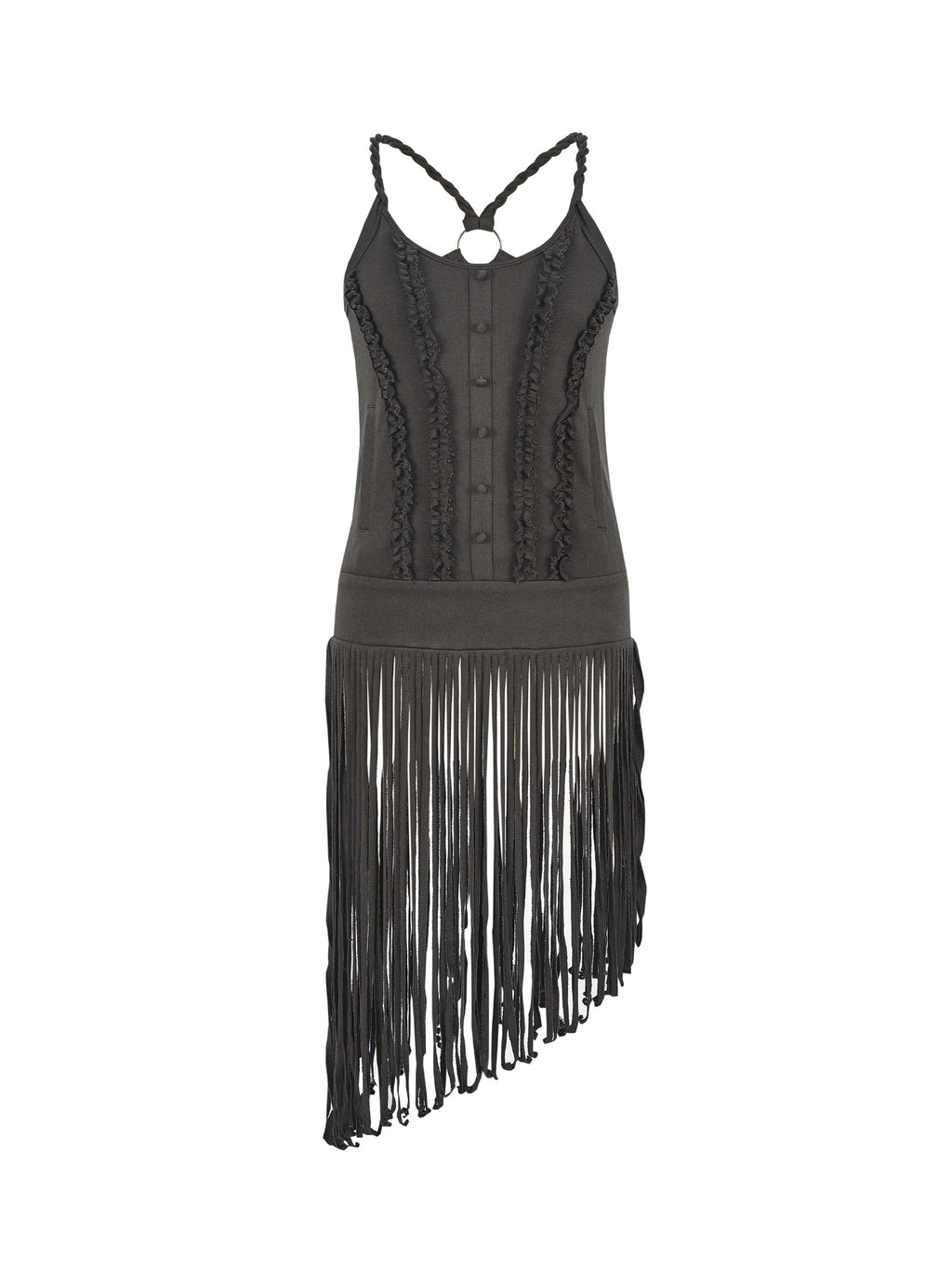 Fringe Cami Dress Set Espresso Brown