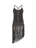 Fringe Cami Dress Set Espresso Brown