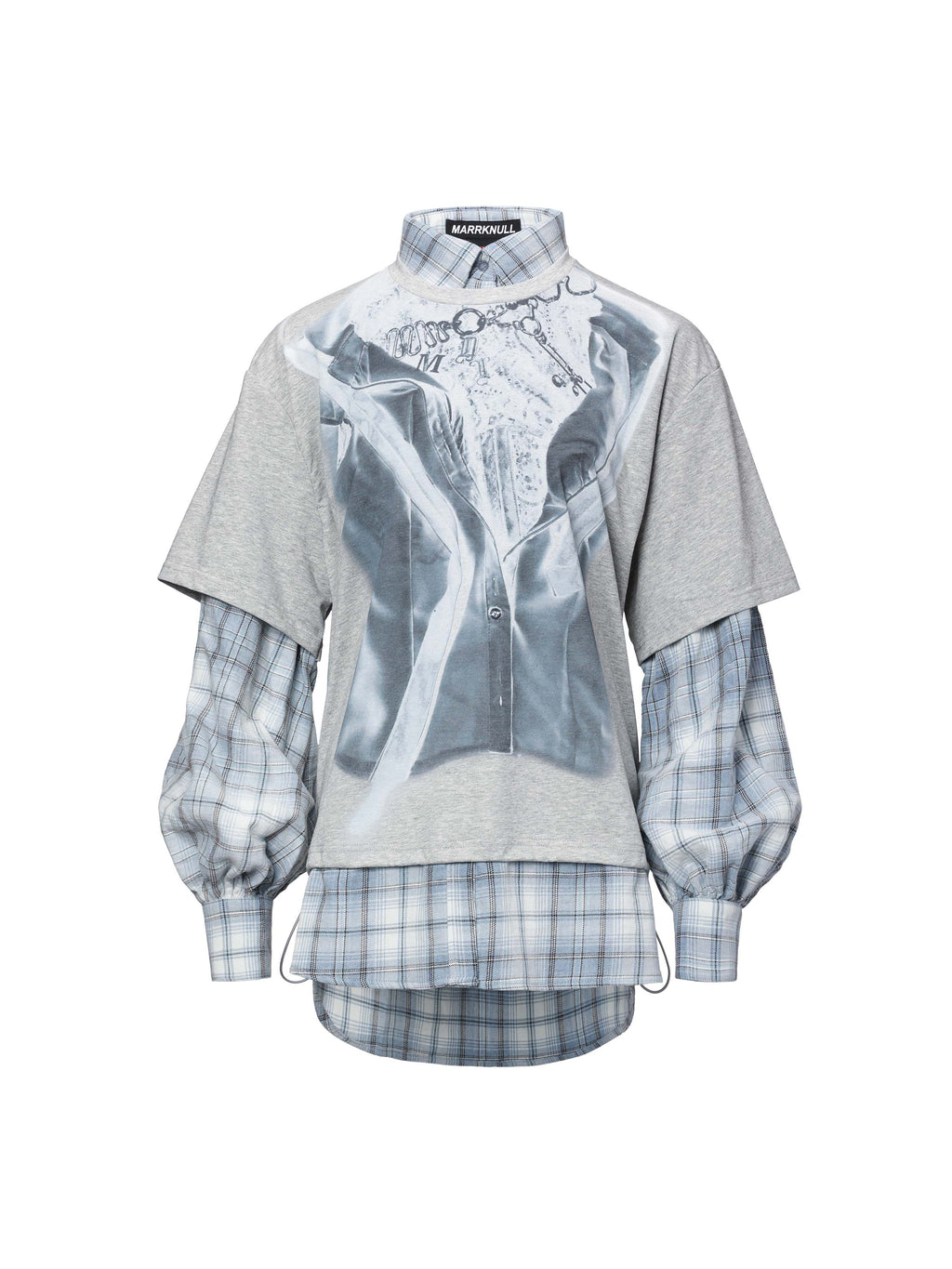 Daphne.Lab x MARRKNULL | Plaid Layered Graphic Shirt