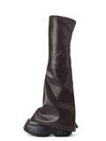 MOIRA Overknee-Stiefel mit Plateau und Karoeinsatz Schokoladenbraun