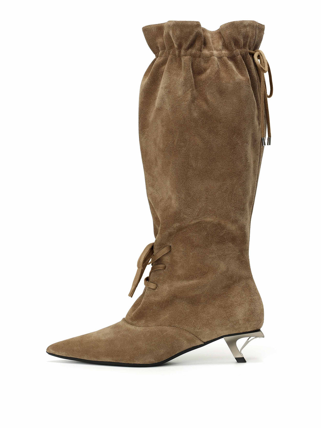 IANTHE Drawstring Knee-High Boots Khaki Brown
