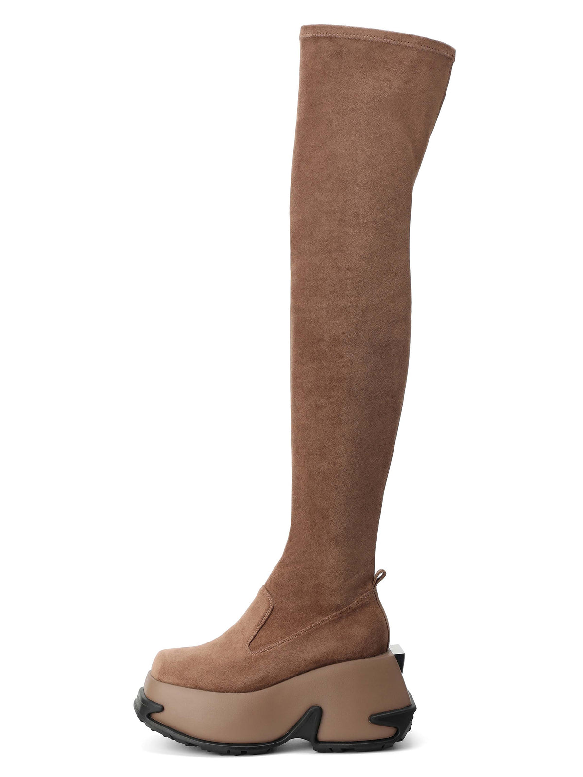 KLYMENE Overknee-Stiefel mit Keilabsatz Khakibraun