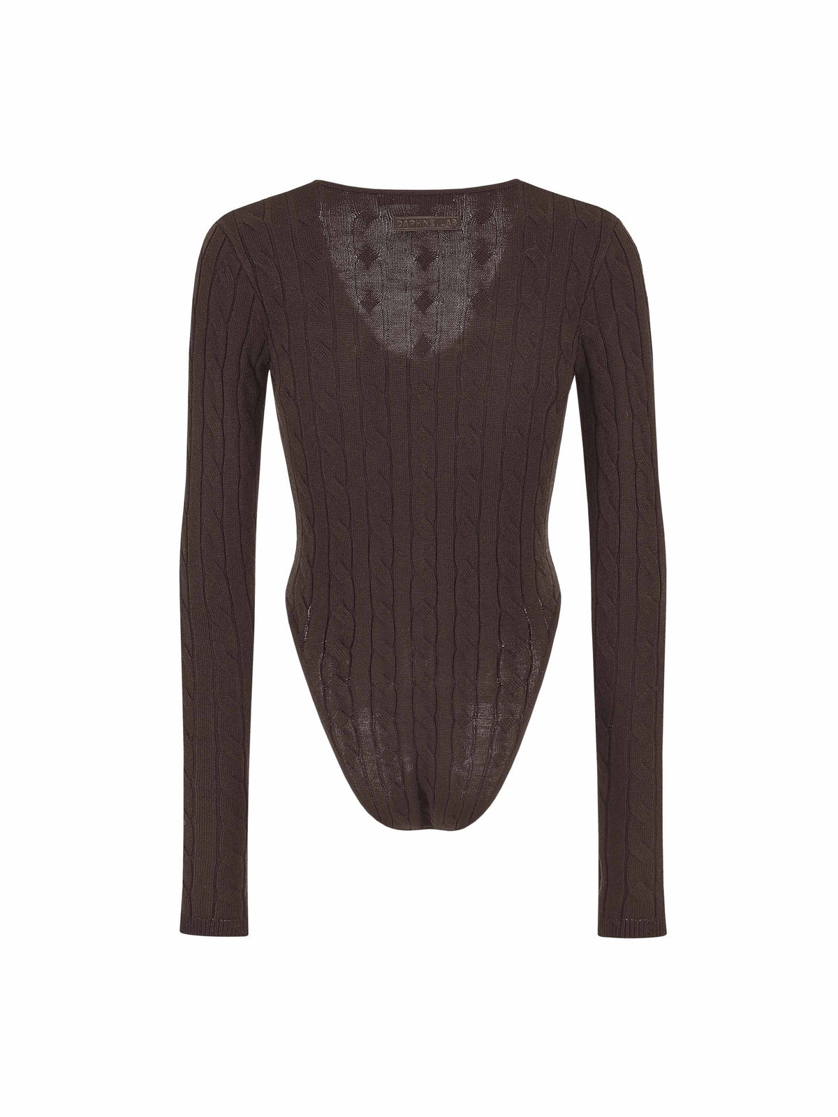 Cable Knit Zip-Up Bodysuit Espresso Brown