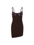 Embellished Bodycon Mini Dress Brown