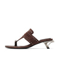 CARPO Studded Thong Opener Heel Sandals Chocolate Brown