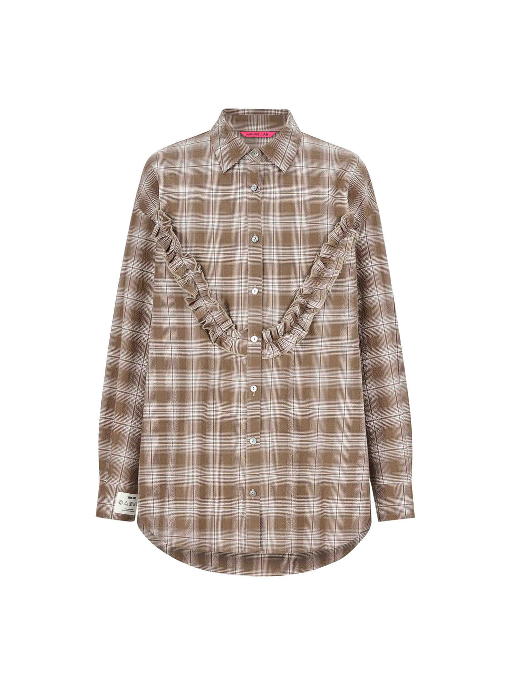 Ruffle Trim Plaid Shirt