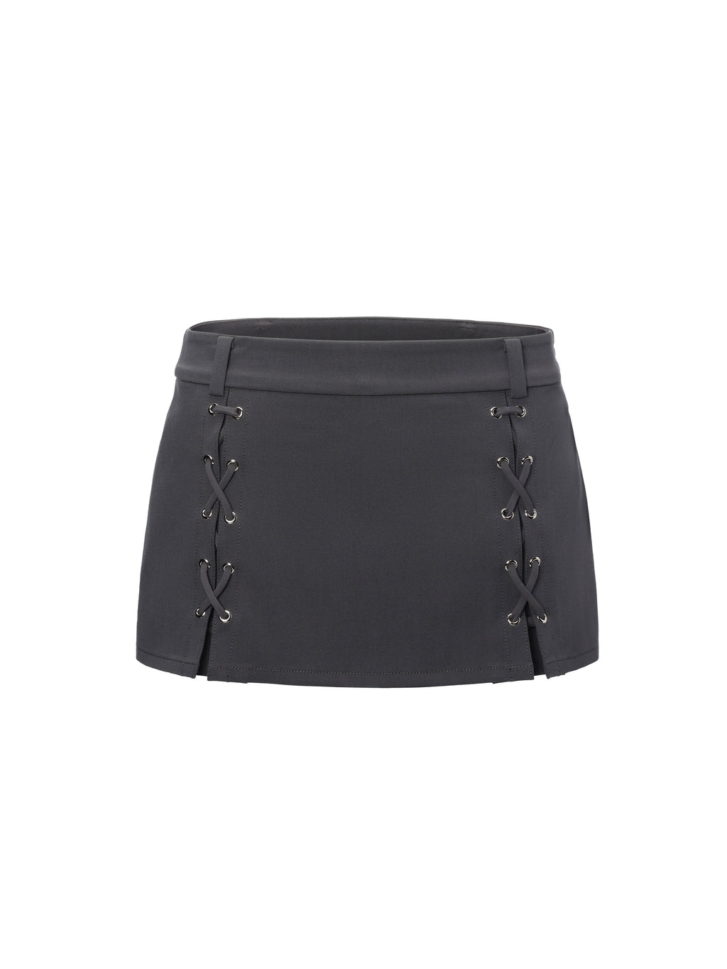 Lace-Up Micro Mini Skirt Charcoal Gray