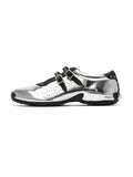 GALENE Double-Buckle Mary Jane Flats Metallic Silver