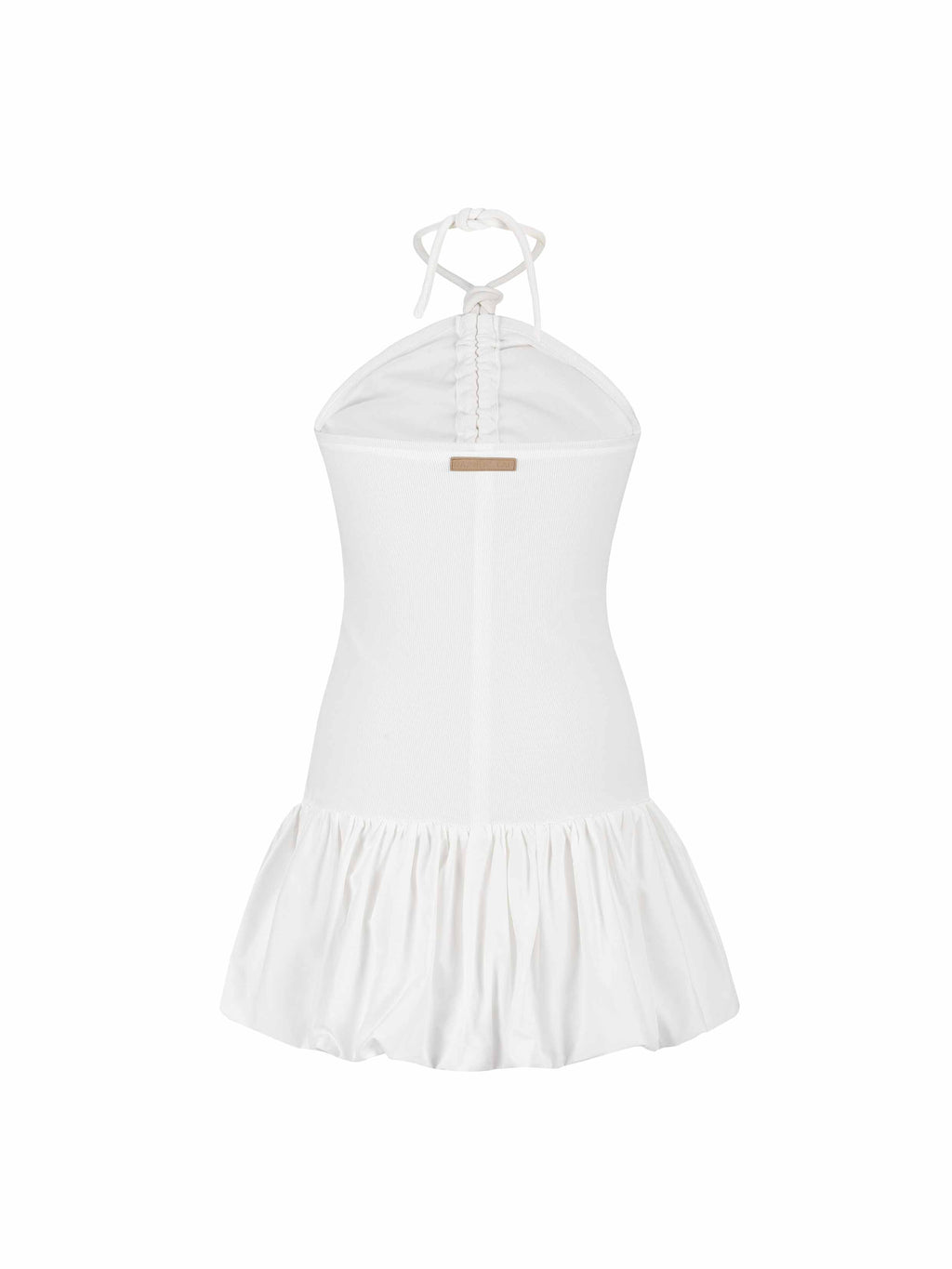 Ruched Halter Bubble Mini Dress White