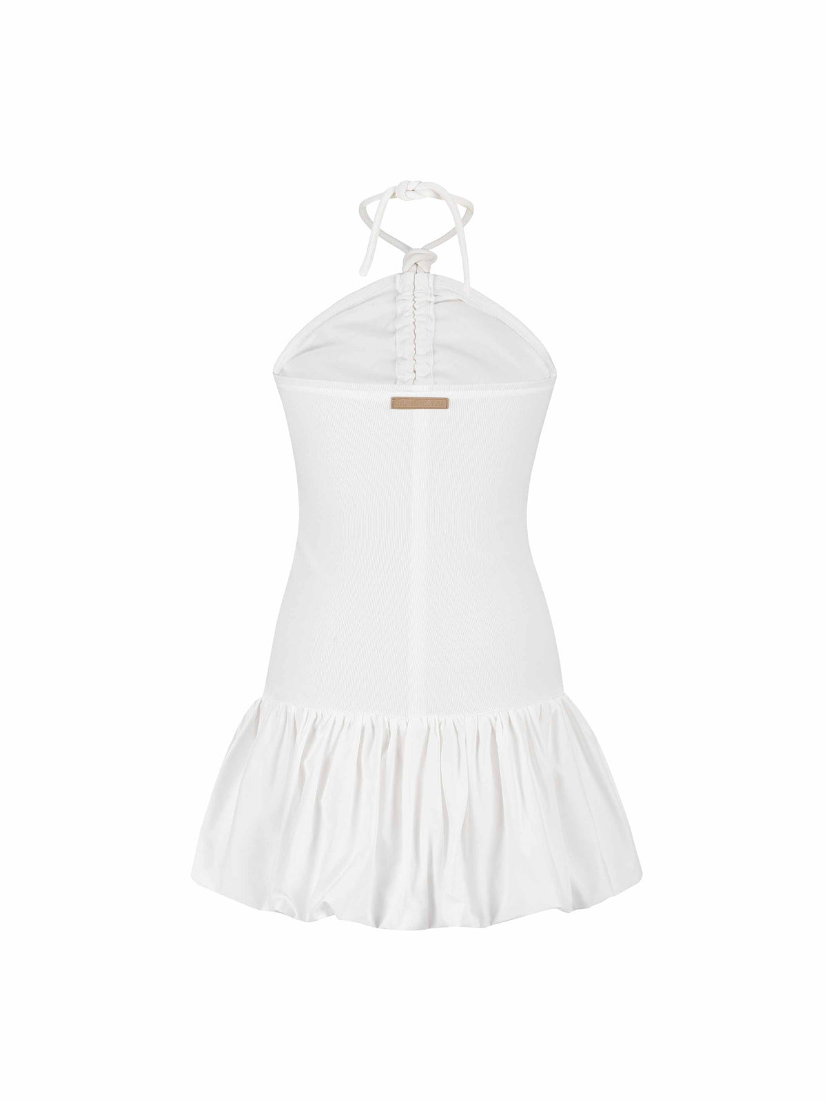 Ruched Halter Bubble Mini Dress White