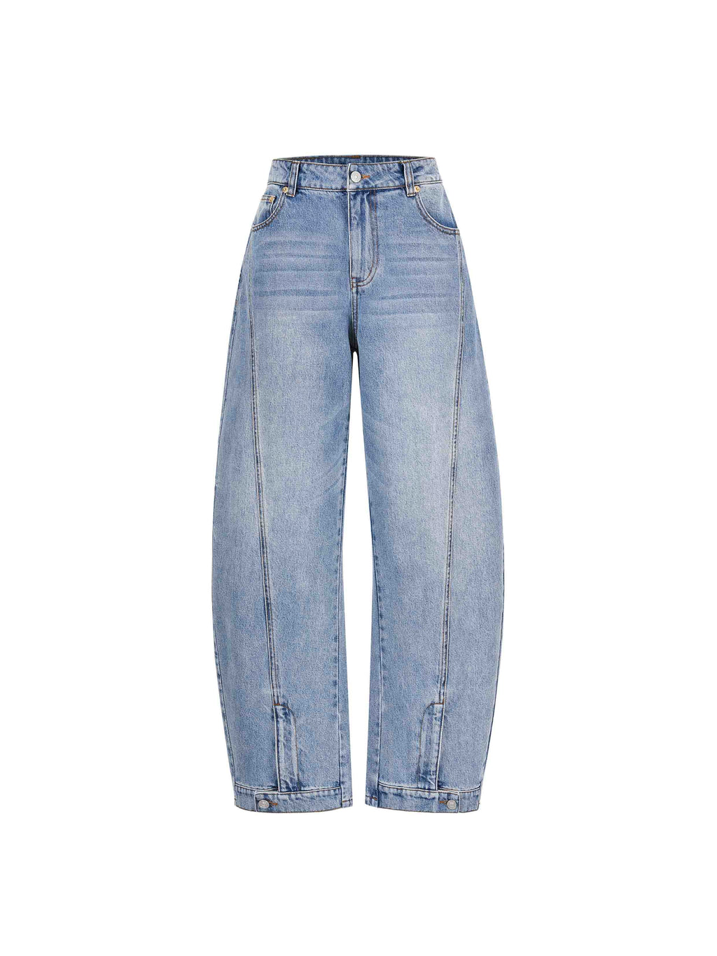 Barrel-Leg Panel Jeans Light Blue