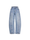 Barrel-Leg Panel Jeans Light Blue