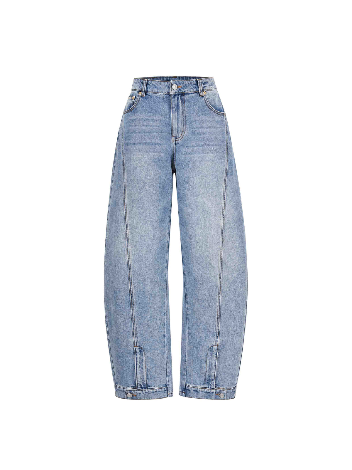 Barrel-Leg Panel Jeans Light Blue