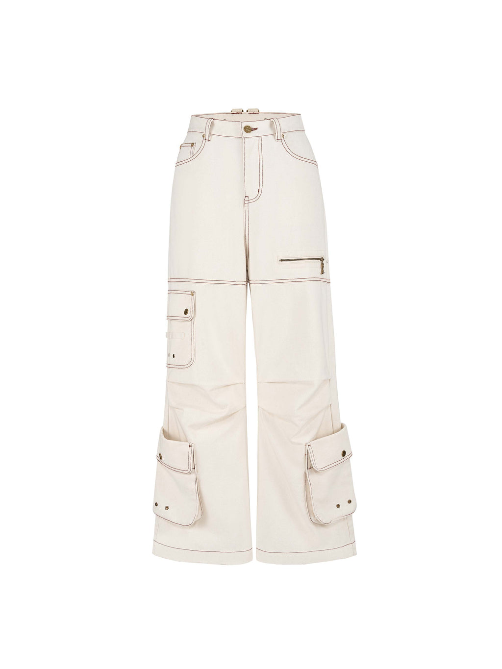 Wide-Leg Cargo Pants Off-White