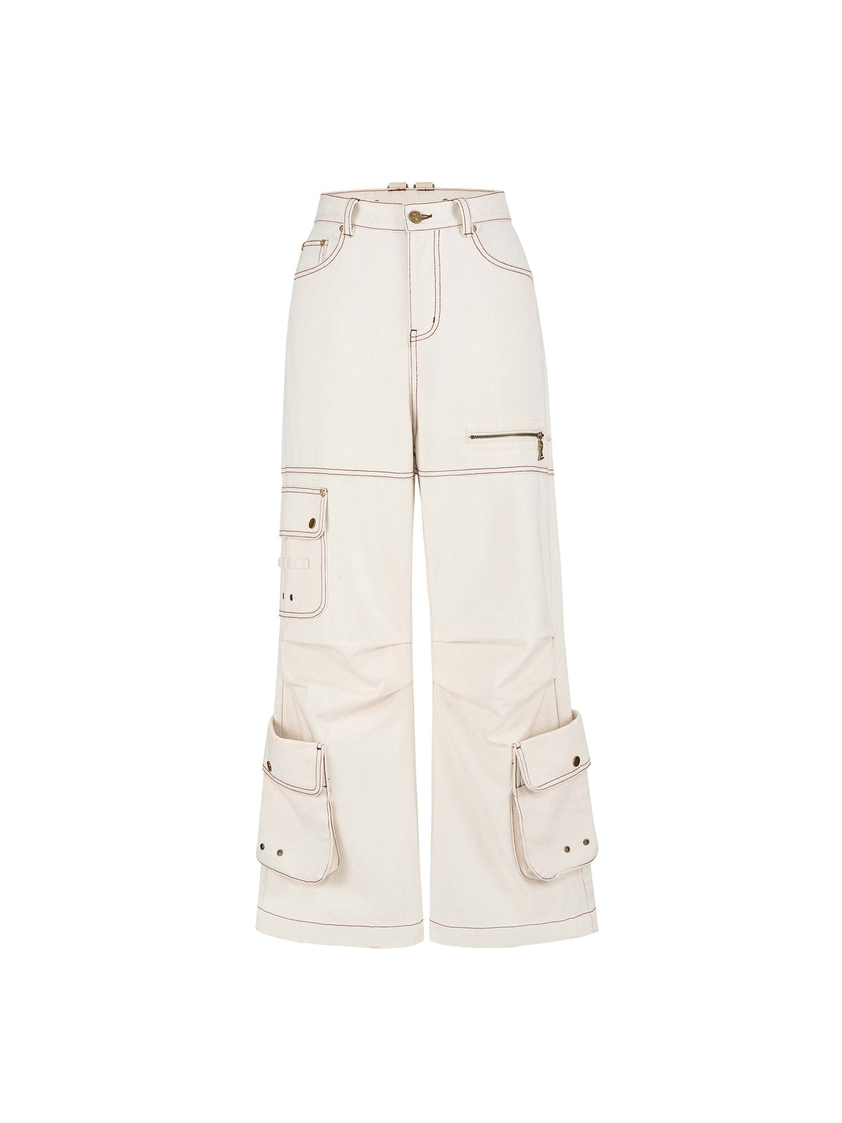 Wide-Leg Cargo Pants Off-White