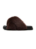 HESTIA Fur Cross-Strap Slides Espresso Brown