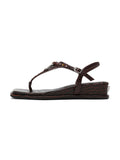 THEIA Crystal Ring Wedge Thong Sandals Brown