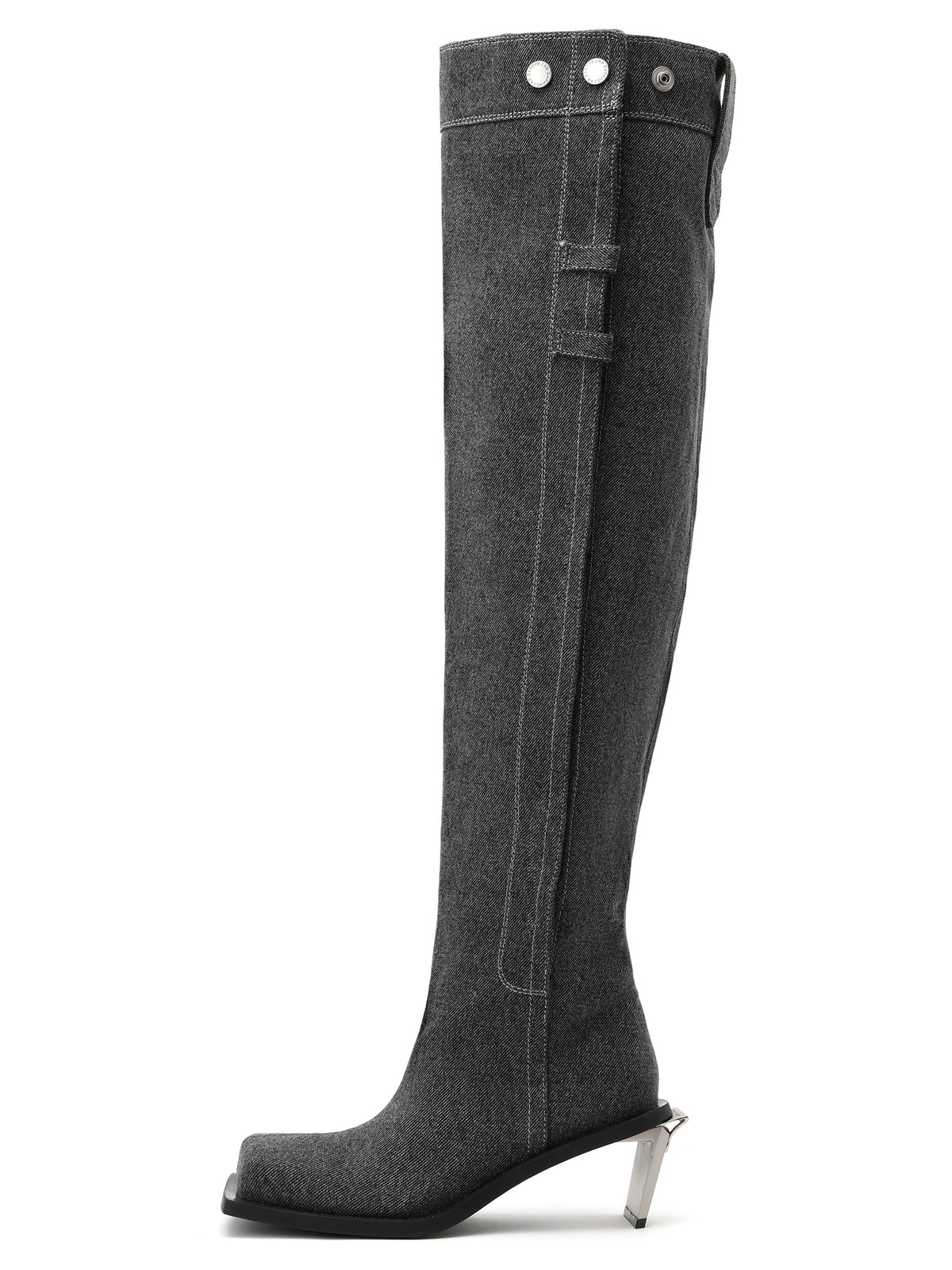 ERINYS Opener Heel Overknee-Stiefel Schwarzer Denim
