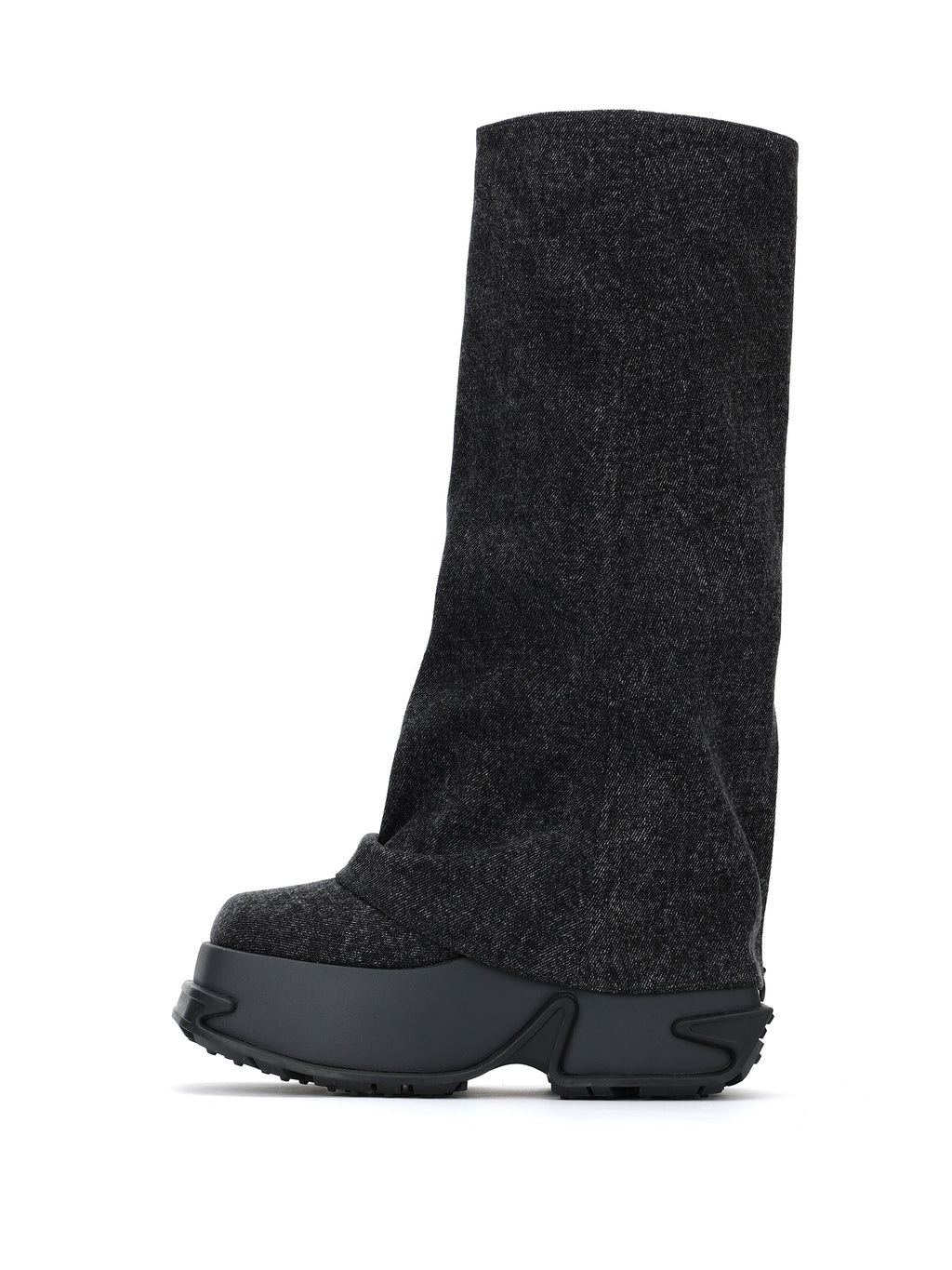 ERATO Zip-Gamaschenstiefel kniehoch aus schwarzem Denim