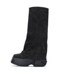 ERATO Zip-Gamaschenstiefel kniehoch aus schwarzem Denim