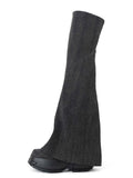 SELENE Crystal Split OTK Boots Black Denim