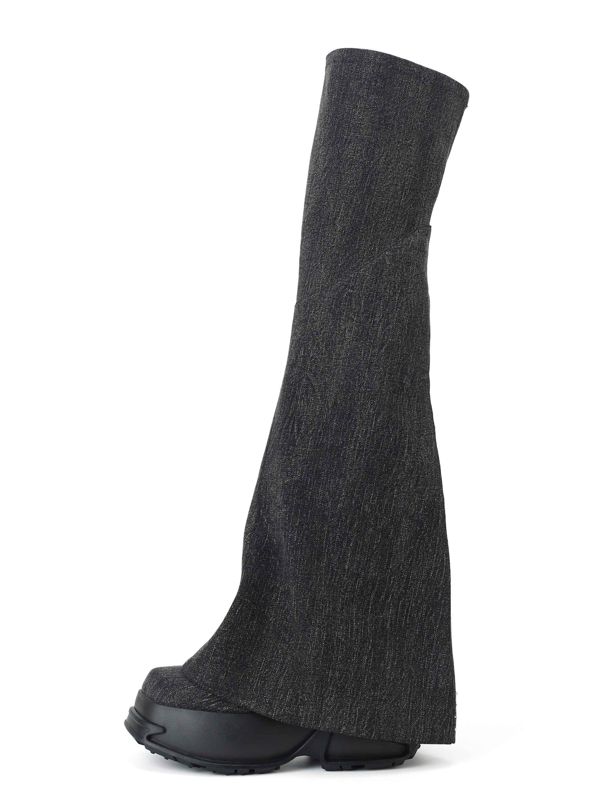 SELENE Crystal Split OTK Boots Black Denim