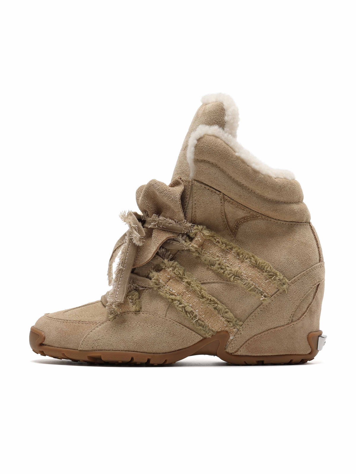 ARIADNE Distressed Wedge Sneakers Light Khaki