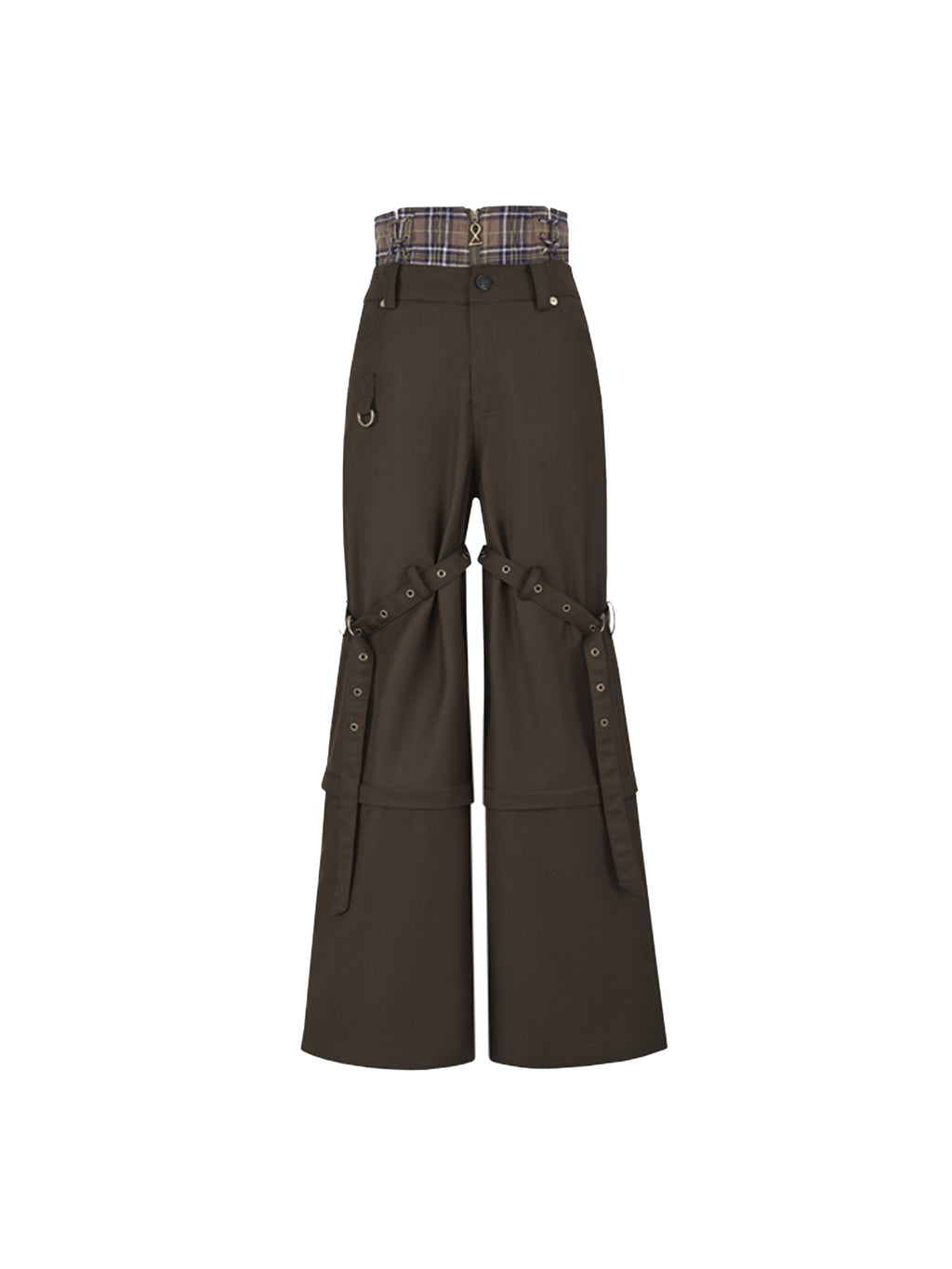 Convertible Plaid Waist Cargo Pants