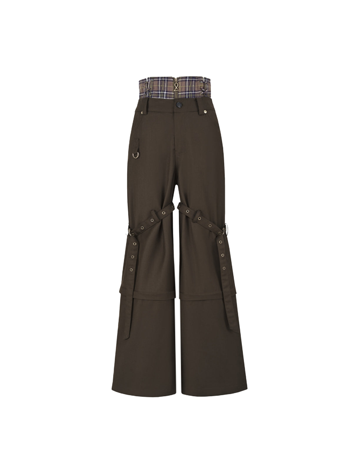 Convertible Plaid Waist Cargo Pants