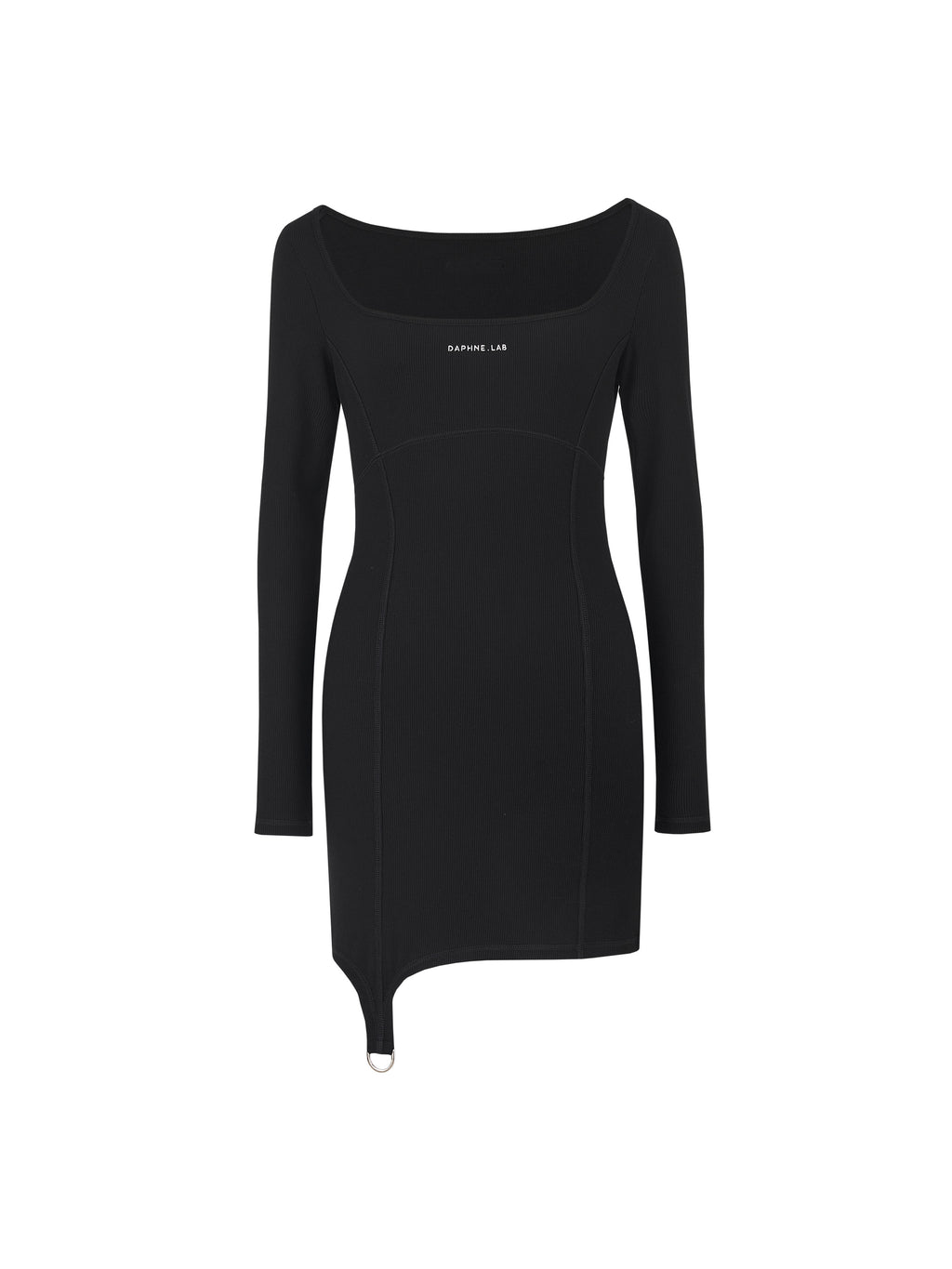 Ring-Detail Fitted Mini Dress Black
