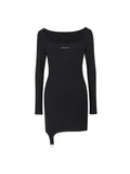 Ring-Detail Fitted Mini Dress Black