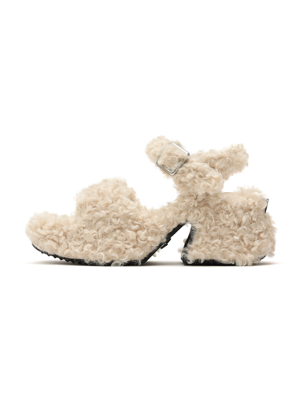 AMALTHEA Fur Platform Sandals Beige