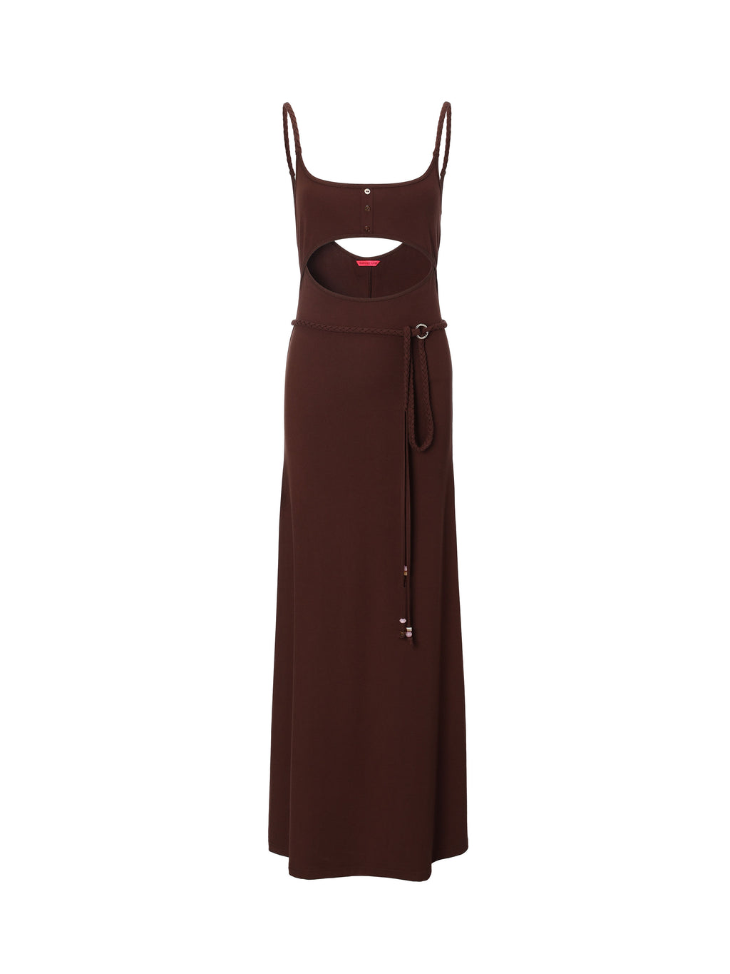Cutout Belted Maxi Dress Mahogany Brown