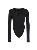 Cable Knit Zip-Up Bodysuit Black