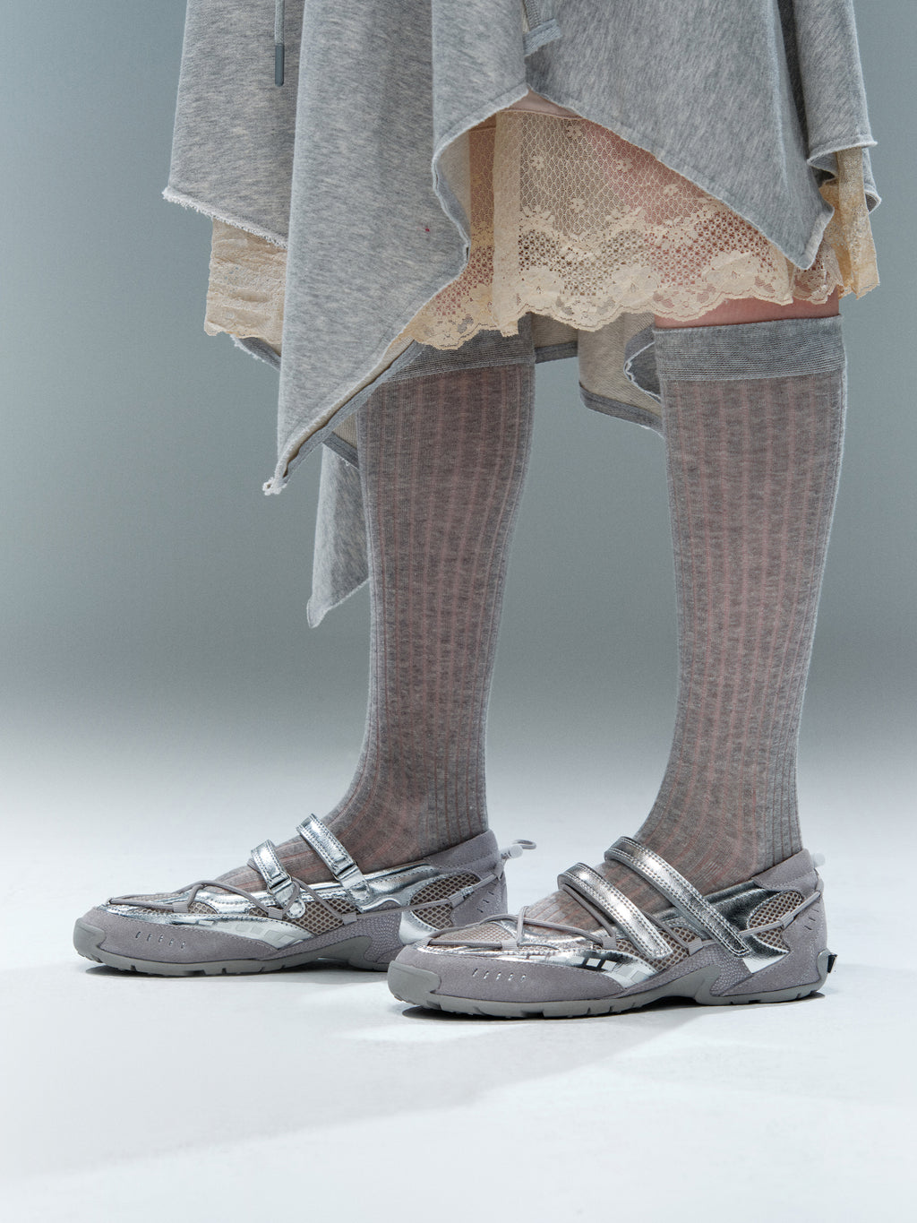 PHEME Tech Ballet Mary Janes Silver
