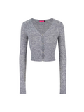 Mohair Cutout V-Neck Knit Cardigan Gray