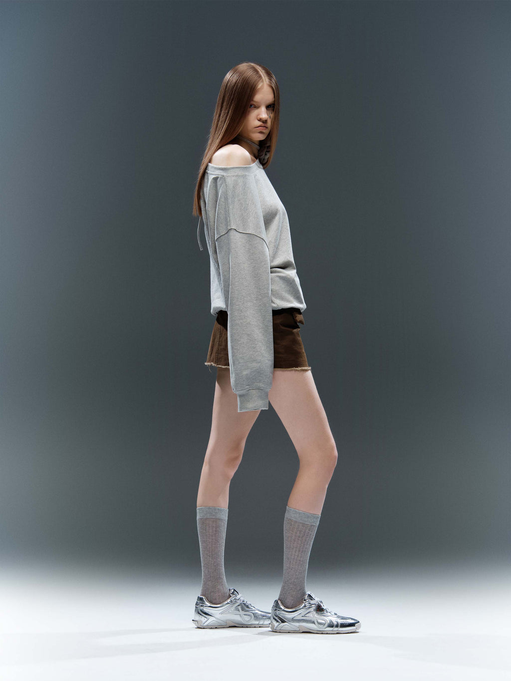 LETO Slim Trainers Silver