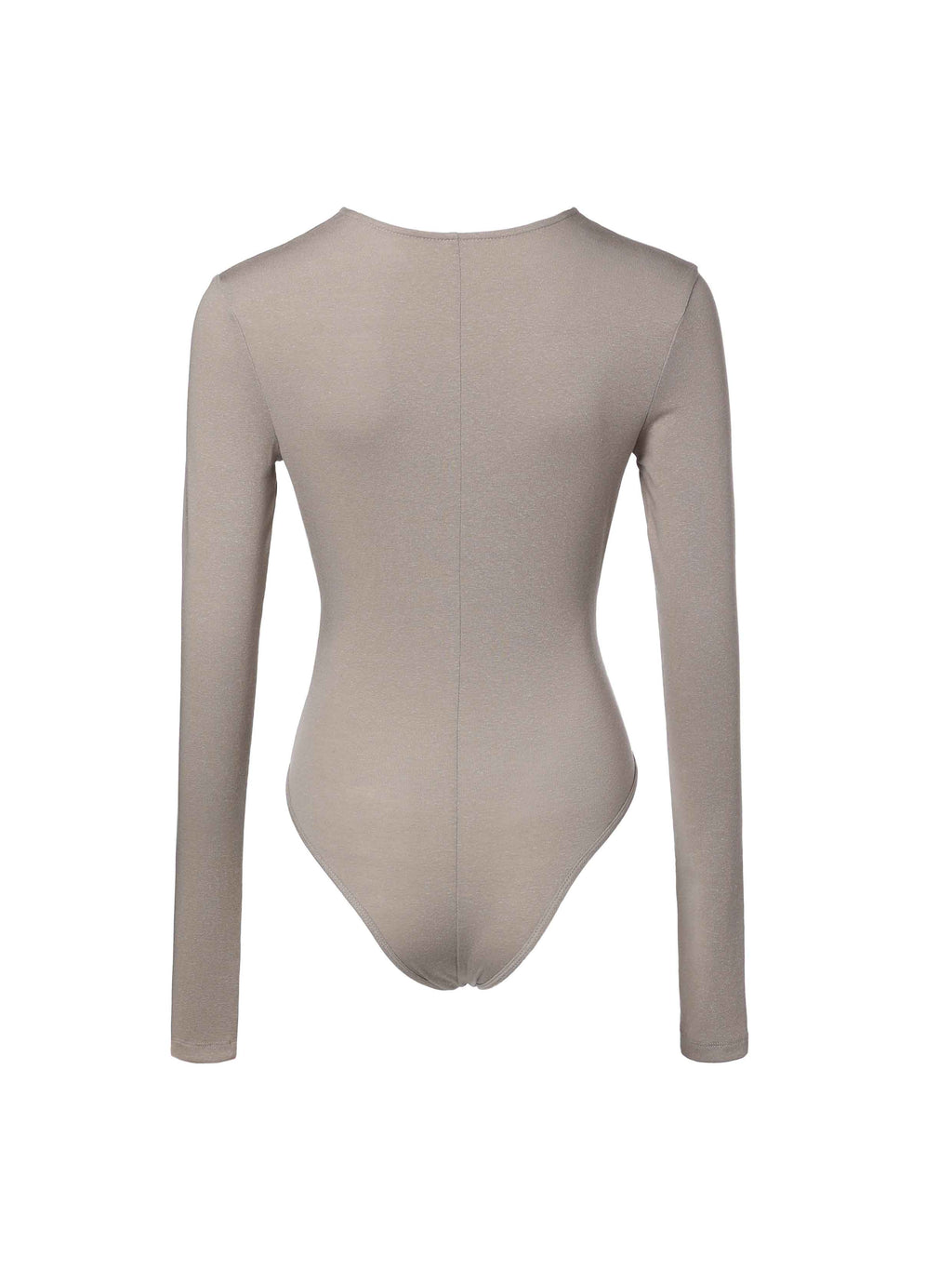 Ruched Plunge Neck Strap Bodysuit Taupe