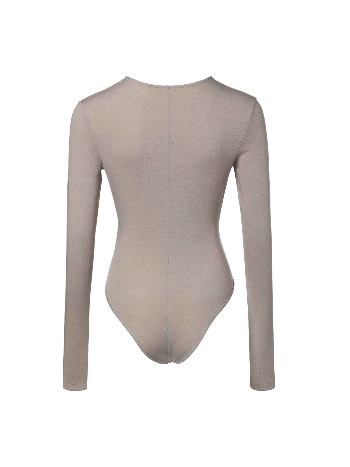Ruched Plunge Neck Strap Bodysuit Taupe