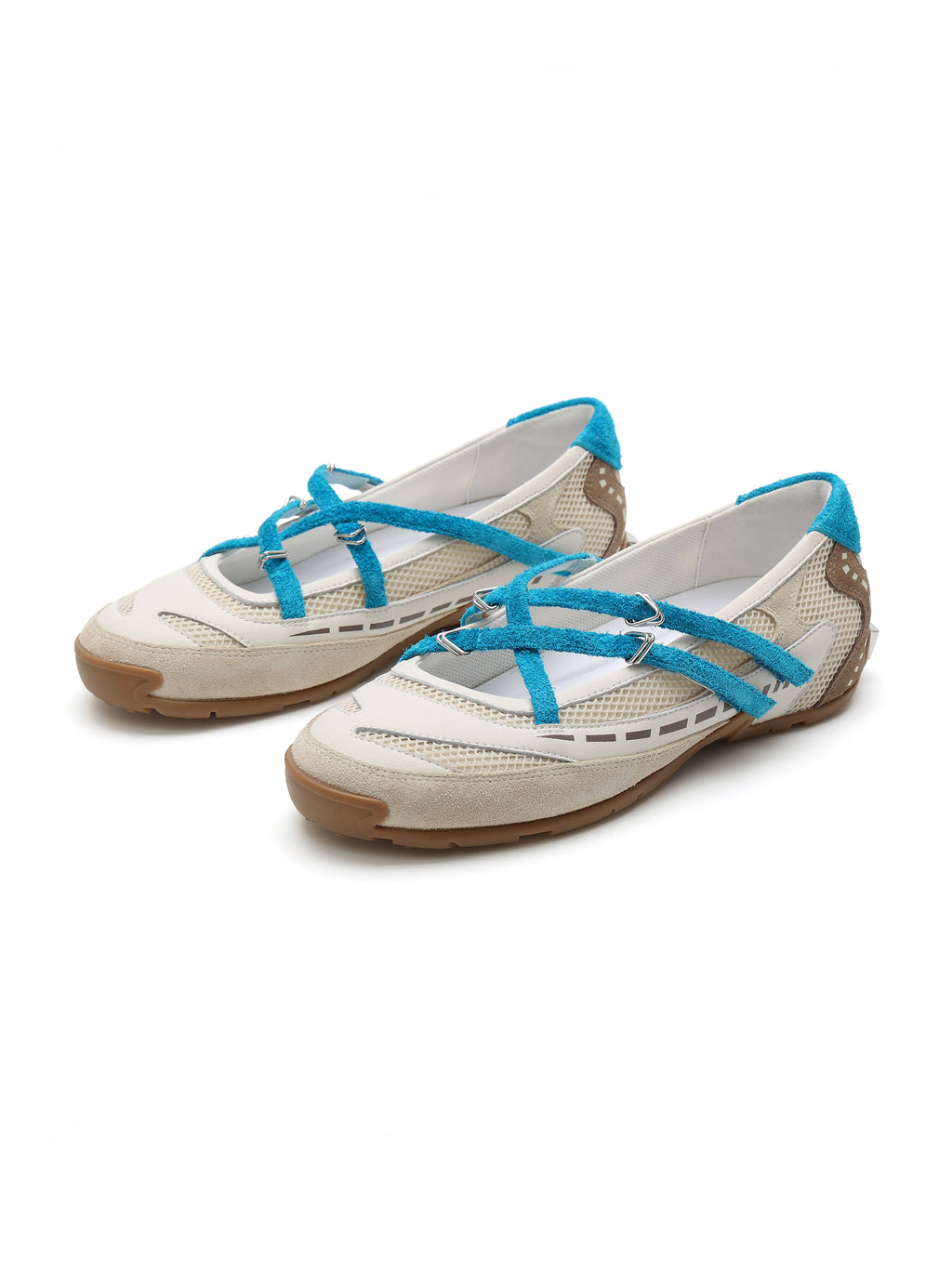 PHEME Cross-Strap Ballet Mary Janes Oat Beige