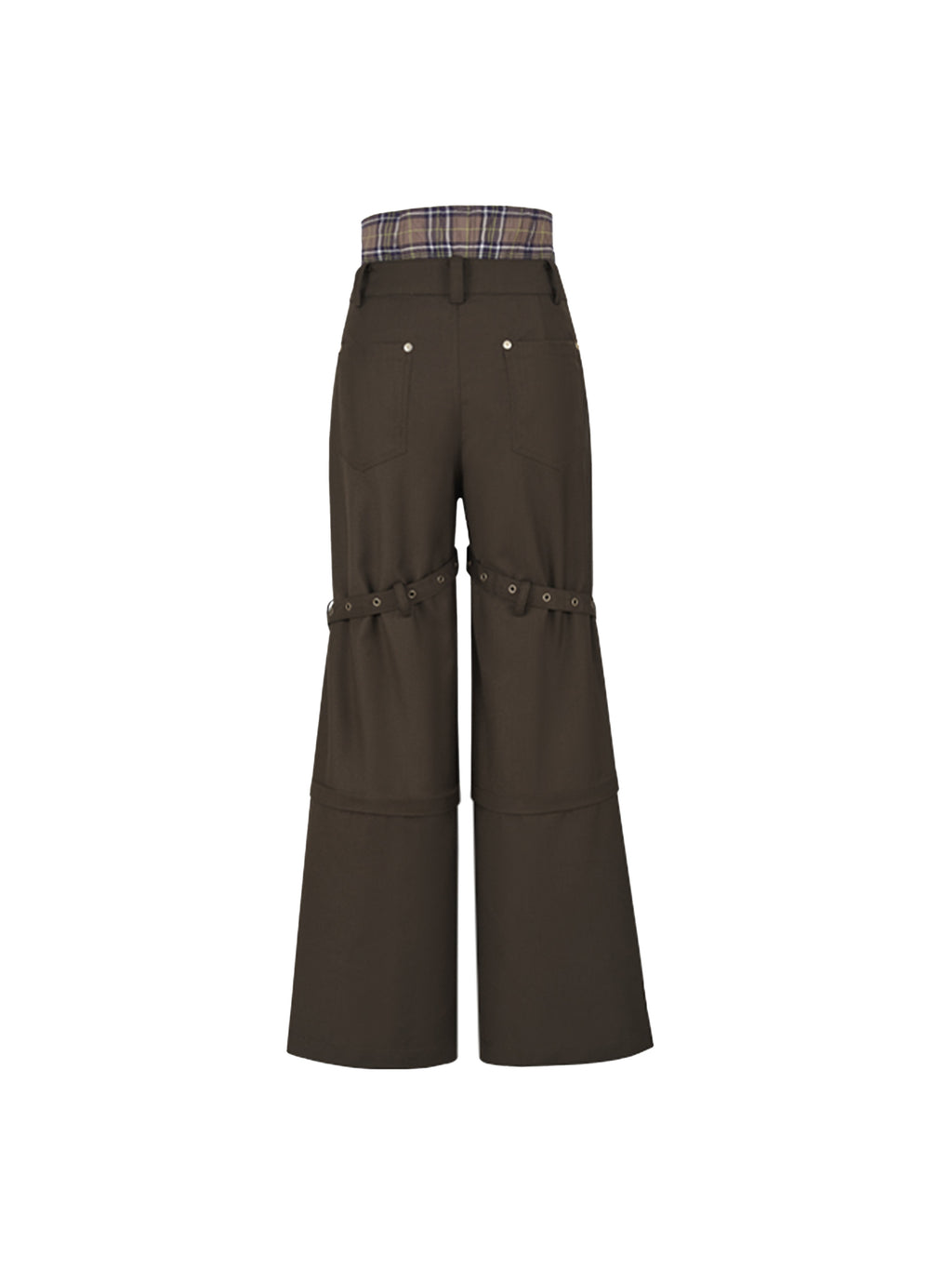 Convertible Plaid Waist Cargo Pants