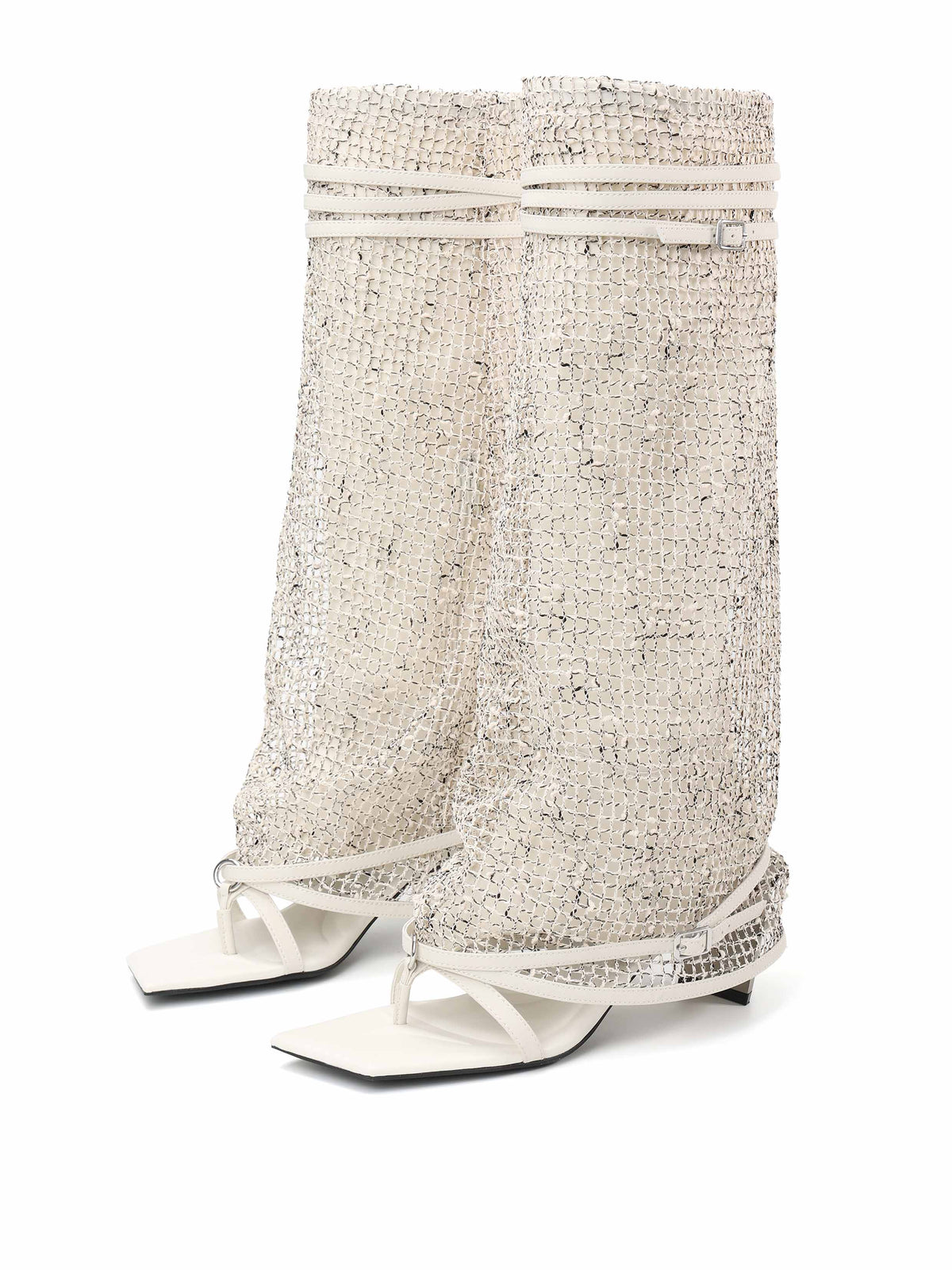 IDA Gewebte Zehenring-Kniehohe Stiefel Elfenbein